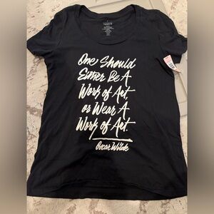 Torrid Black Tee with White Oscar Wilde Quote